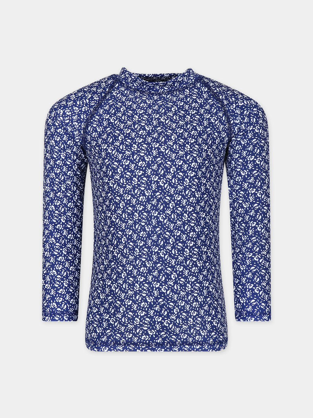 T-shirt bleu anti-UVpour fille avec imprimé fleurs